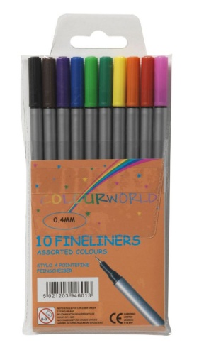 ValueX Fineliner Pen 0.4mm Line Assorted Colours (Pack 10) - 729700