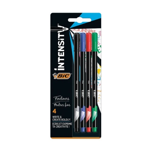 Bic Intensity Fineliner Pen Ultra Fine Tip Assorted (Pack of 4) 942082