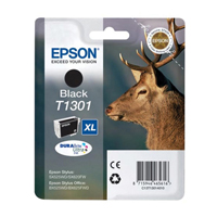 Epson T1301 Inkjet Cartridge Extra High Yield 25.4ml Black. For use in Epson Stylus Office BX525WD, BX625FWD, Stylus SX525WD, SX620FW printers. (Stag) EP46561