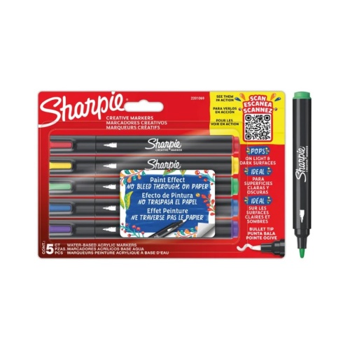 Sharpie Marker Paint Pens Assorted (Pack of 5) 2201069