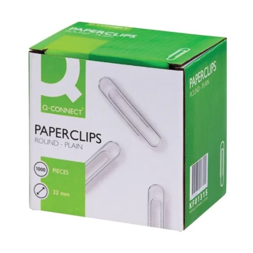 Q-Connect Paperclips Plain 32mm (Pack of 1000) KF01315