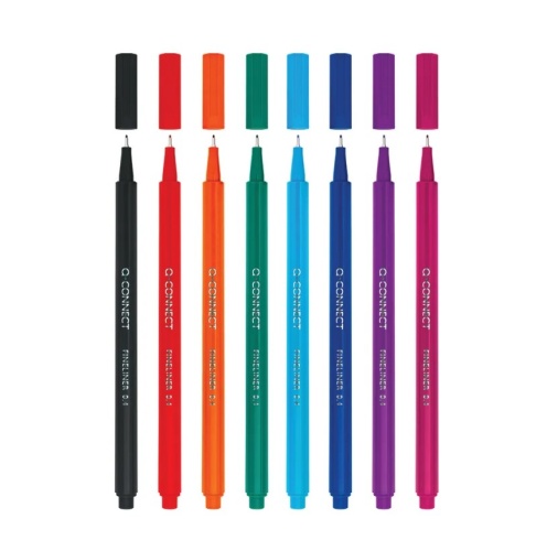 Q-Connect Triangular Fineliners Assorted Colour (Pack of 8) KF18050