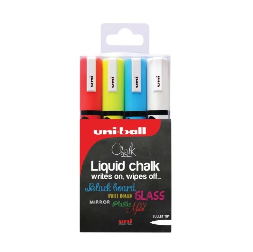 Uniball PWE-5M Chalk Marker Medium Bullet Assorted (4 Pack) 153528181