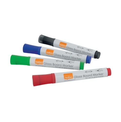 Nobo Glass Whiteboard Marker Assorted (4 Pack) 1905323